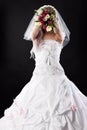 Woman in a wedding dress with a bouquet of tulips Royalty Free Stock Photo