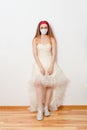 Woman in wedding dress and medical mask Royalty Free Stock Photo