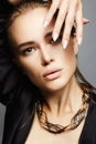 Woman with wet hair.fashion beauty make up