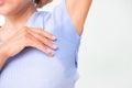 Woman wet shirt underarm close up