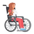 Woman in wheelchair combing her hair