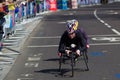 Woman wheelchair competitors on the Virgin London Marathon 2013