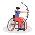 Woman in wheelchair holding bow vector isolated
