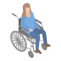 Woman in wheelchair icon, isometric style Royalty Free Stock Photo