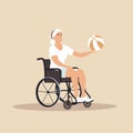 woman on wheelchair playing volleyball vector isolated illustration