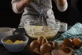 Woman whisking batter in a bowl Royalty Free Stock Photo