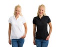 Woman in white and black polo shirt Royalty Free Stock Photo