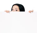 Woman with white blank board Royalty Free Stock Photo