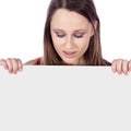 Woman with white board Royalty Free Stock Photo
