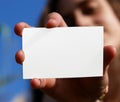 Woman and white card