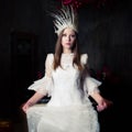 Woman in white crown and white dress Royalty Free Stock Photo