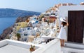 Woman in white dress is looking at the view Royalty Free Stock Photo