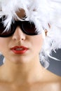 Woman with white feather wig and sunglasses Royalty Free Stock Photo