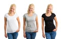 Woman in white, gray, and black T-shirts Royalty Free Stock Photo