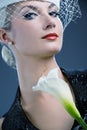 Woman with white kala flower