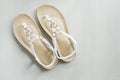Woman white Leather Sandals Royalty Free Stock Photo