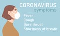 Woman in white medical face mask. Coronavirus in World. Concept of coronavirus quarantine