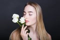 Woman with white roses Royalty Free Stock Photo