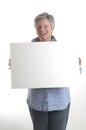 Woman with white sign