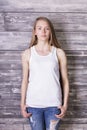 Woman in white tank top Royalty Free Stock Photo