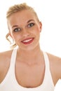 Woman white tank top smiling close Royalty Free Stock Photo