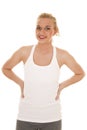 Woman white tank top and smiling Royalty Free Stock Photo