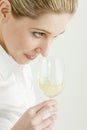 Woman with white wine Royalty Free Stock Photo