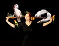 Woman Who Really Loves Her Birds Royalty Free Stock Photo