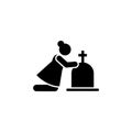 Woman widow funeral weep icon. Element of pictogram death illustration