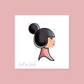 Woman wiht dark hair. High quality color vector illustration of a woman in profile with laterings. Royalty Free Stock Photo