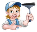 Woman Window Cleaner Cartoon Character Royalty Free Stock Photo