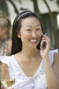 Woman With Wine Glass Using Cell Phone Royalty Free Stock Photo