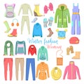 Woman Winter Clothes and Accessories Collection with Shoes, Coats and Sweaters