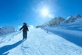 Woman on winter Dachstein mountain massif Royalty Free Stock Photo