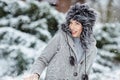 Woman winter portrait. Shallow dof. Royalty Free Stock Photo
