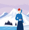 Woman in the winter scene Royalty Free Stock Photo