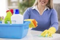 Woman wiping table Royalty Free Stock Photo