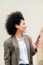 woman with wireless earphones talking hands free Royalty Free Stock Photo