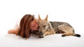 Woman and wolf Royalty Free Stock Photo