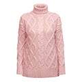 Woman wool knitted pink sweater front view isolated on white background Royalty Free Stock Photo