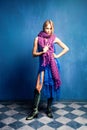 Woman in wool scarfs Royalty Free Stock Photo