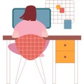 Woman work from home office vector icon Royalty Free Stock Photo