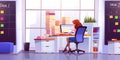 Woman work at office sitting at desk with computer