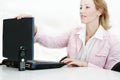 Woman at work place with laptop Royalty Free Stock Photo