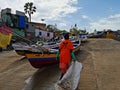 Woman workers cleaning the beach in Versova, Mumbai