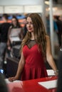 A woman working at the Amper convention at the Brno Exhibition Center. czech Republic