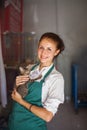 Woman working in animal shelter Royalty Free Stock Photo