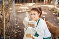 Woman working in animal shelter Royalty Free Stock Photo