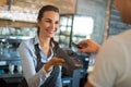 Woman working at cafe Royalty Free Stock Photo