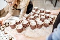 Woman working with ceramics at the pottery Royalty Free Stock Photo